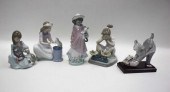 FIVE LLADRO PORCELAIN FIGURINE