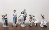 FIVE LLADRO PORCELAIN FIGURINE