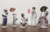 FIVE LLADRO PORCELAIN FIGURINE