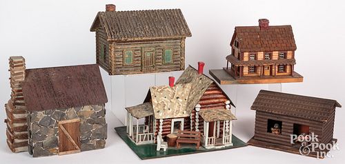 FIVE LOG CABIN MODELS, EARLY TO MID