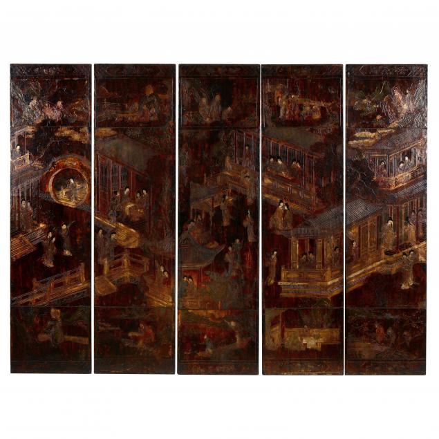 FIVE LOOSE PANELS FROM A CHINESE
