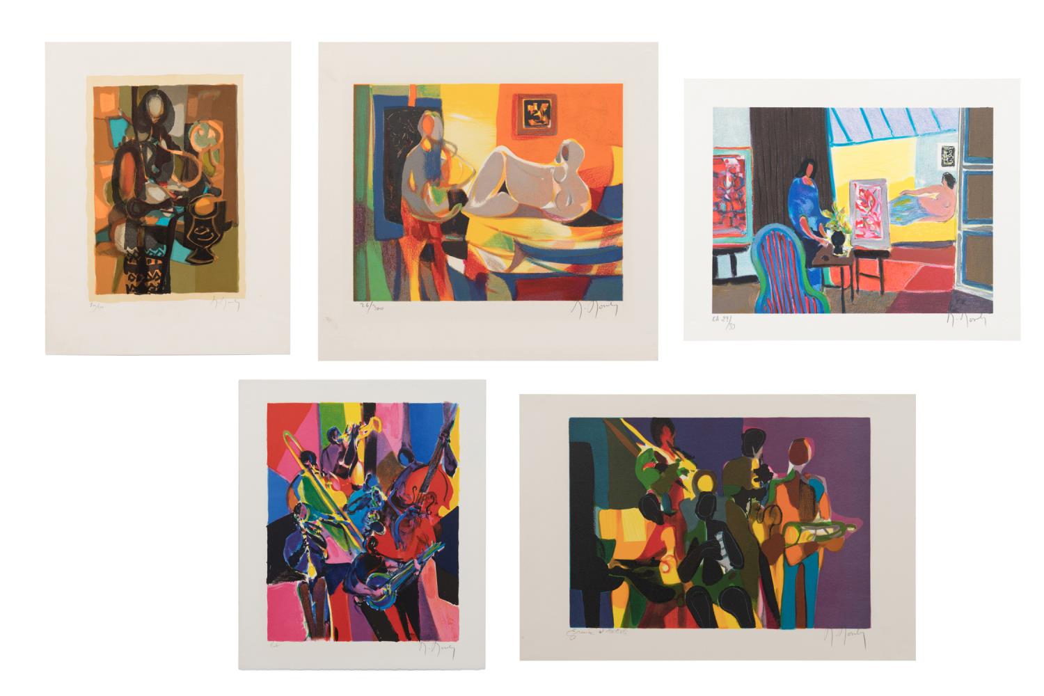 FIVE M. MOULY FIGURAL LITHOGRAPHS