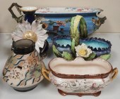 FIVE MAJOLICA AND FAIENCE TABL