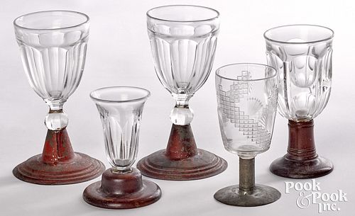 FIVE MAKE-DO GOBLETS, CA.