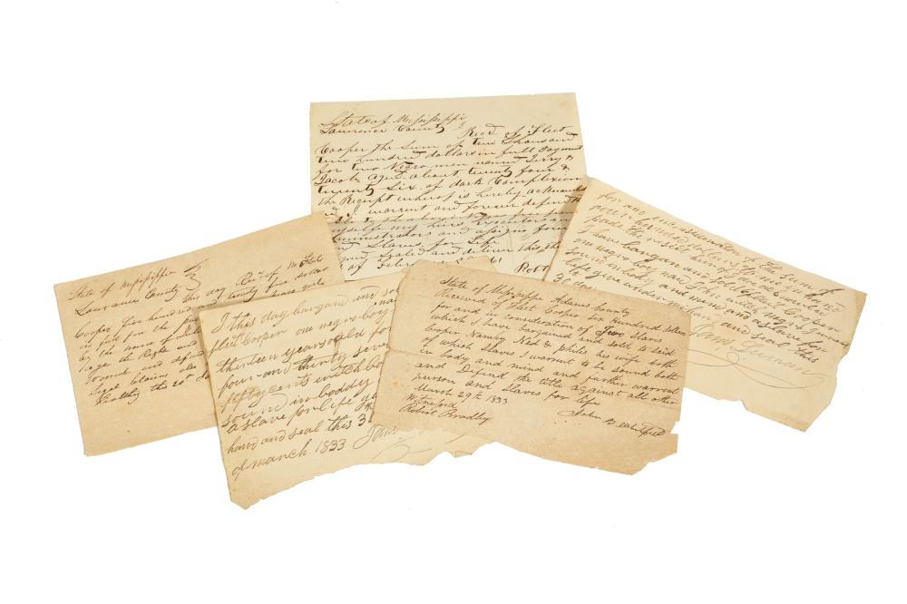 FIVE MANUSCRIPT MISSISSIPPI SLAVE