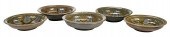 FIVE MARK HEWITT RIMMED BOWLS(