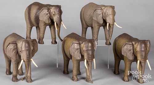 FIVE MARX PLASTIC ELEPHANT SAFARI