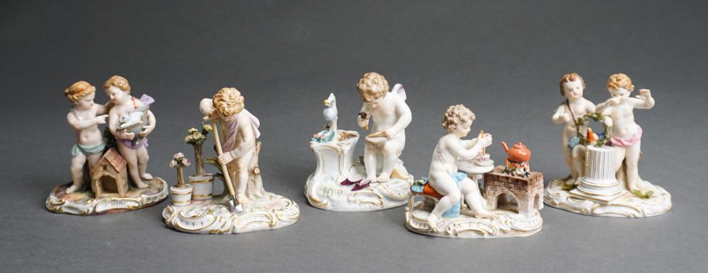 FIVE MEISSEN ALLEGORICAL GROUPS,