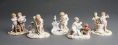 FIVE MEISSEN ALLEGORICAL GROUP