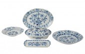 FIVE MEISSEN BLUE ONION PORCEL
