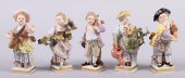 FIVE MEISSEN SMALL FIGURES EAC