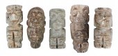 FIVE MESOAMERICAN CARVED JADE