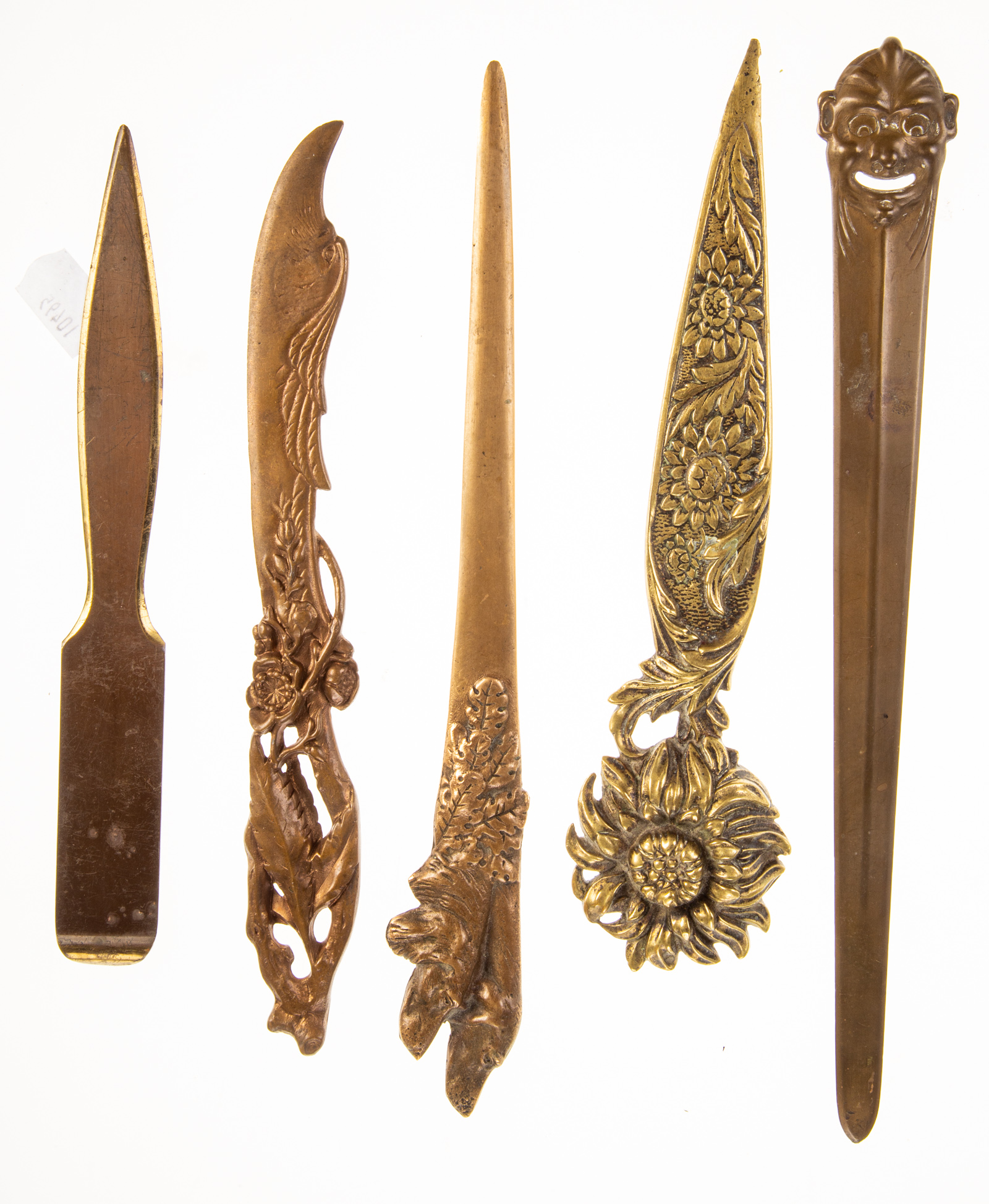FIVE METAL LETTER OPENERS