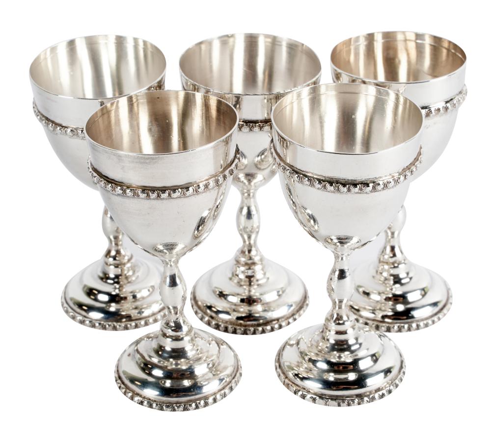FIVE MEXICAN STERLING STEMMED