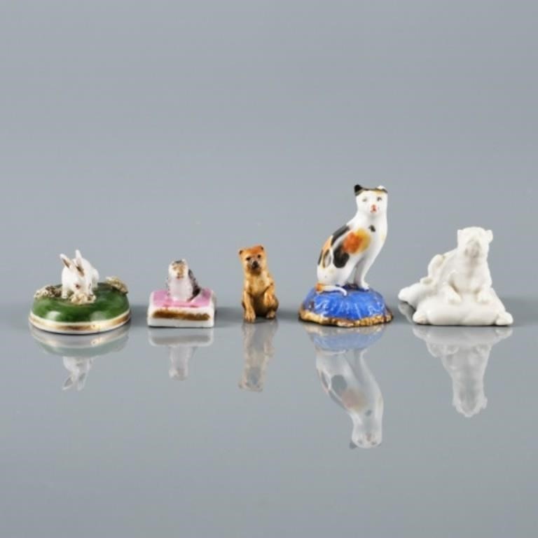 FIVE MINIATURE 19TH C. PORCELAIN