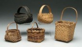 Five miniature baskets: oak sp