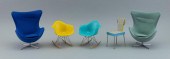 FIVE MINIATURE CHAIRS 20TH CEN