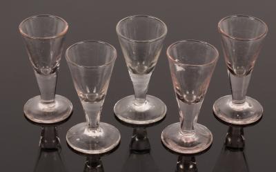 Five miniature glasses, 8cm high