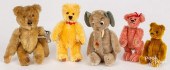FIVE MINIATURE MOHAIR TEDDY BE
