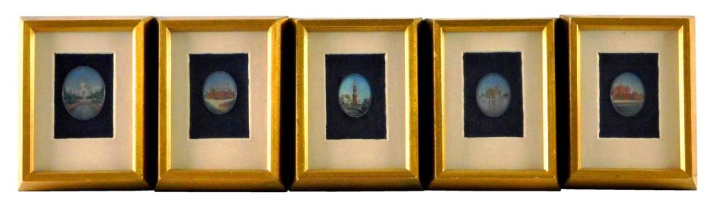 FIVE MINIATURE OVAL LANDSCAPES,