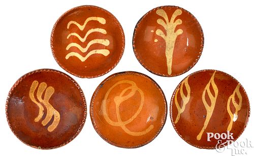 FIVE MINIATURE PENNSYLVANIA REDWARE