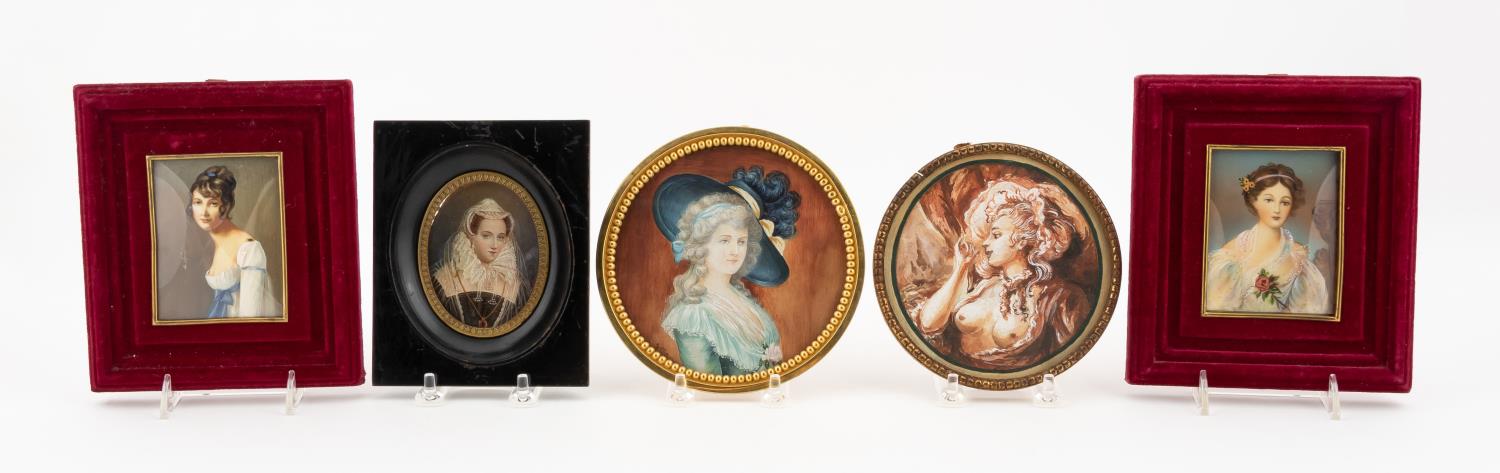 FIVE MINIATURE PORTRAIT PAINTINGS