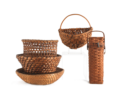 Five miscellaneous baskets 19th