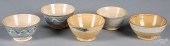 FIVE MOCHA WASTE BOWLS, 19TH C