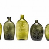 Five Molded Glass Olive Green
