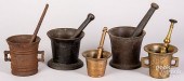 FIVE MORTAR AND PESTLES, 19TH