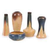 FIVE MUNCIE POTTERY VESSELS: F