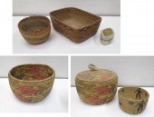 FIVE NATIVE AMERICAN BASKETRY