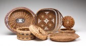 FIVE NATIVE AMERICAN BASKETS.