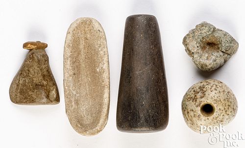 FIVE NATIVE AMERICAN INDIAN STONE