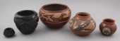 FIVE NATIVE AMERICAN POTTERY P