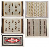 FIVE NAVAJO WEAVINGS, SIZES: 2