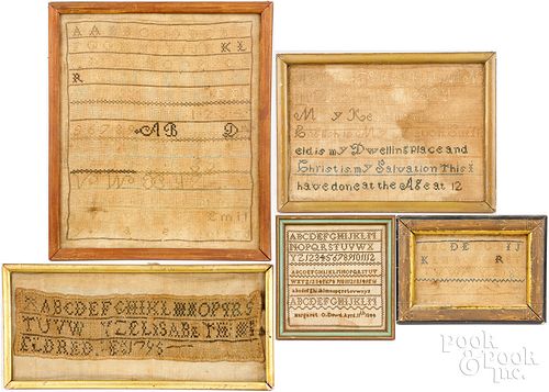FIVE NEEDLEWORK SAMPLERS, 18TH/19TH