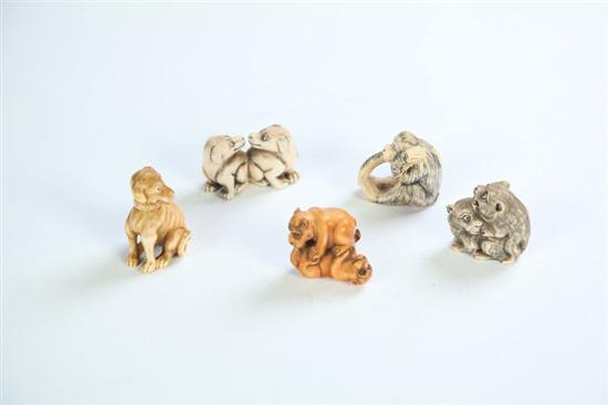 FIVE NETSUKES.  Japan  20th century