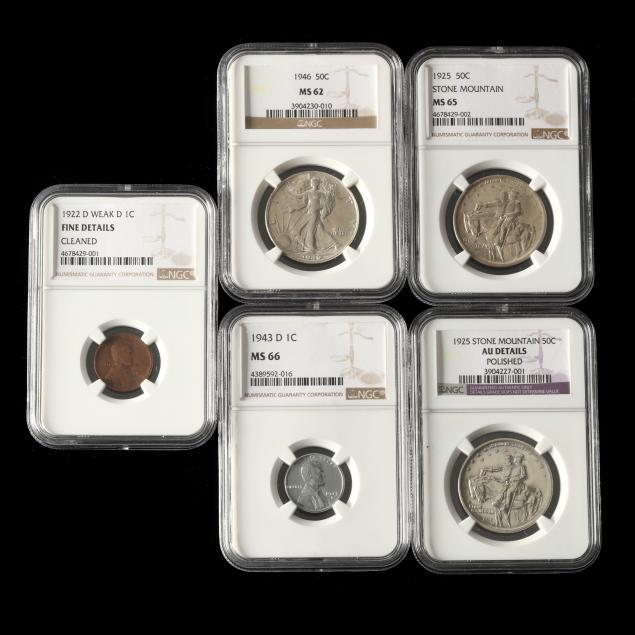 FIVE NGC CERTIFIED CLASSIC U.S.