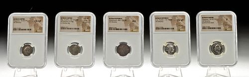 FIVE NGC SLABBED ANCIENT ROMAN