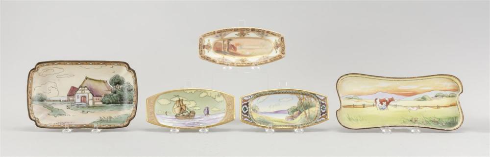 FIVE NIPPON PORCELAIN TRAYSFIVE
