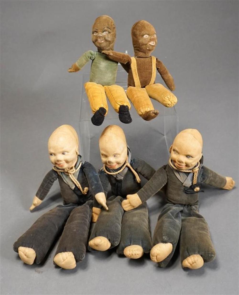 FIVE NORAH WELLINGS CLOTH DOLLS,