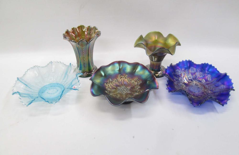 FIVE NORTHWOOD CARNIVAL GLASS