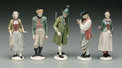 Five Nymphenberg figurines: