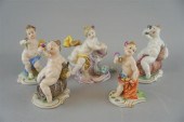 FIVE NYMPHENBURG PORCELAIN FIG