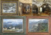 Five oils on canvas and board