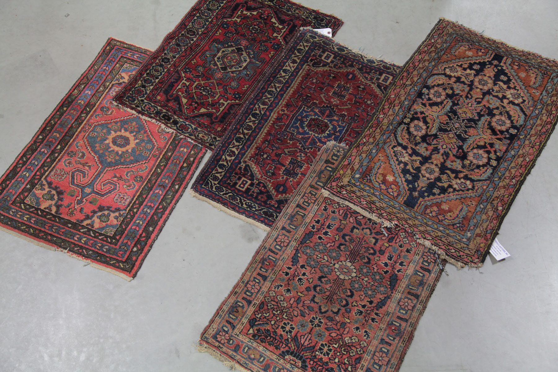 FIVE ORIENTAL MATS.  Middle Eastern