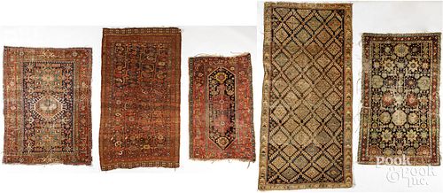FIVE ORIENTAL SCATTER RUGS EARLY