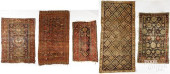 FIVE ORIENTAL SCATTER RUGS EAR