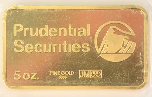 FIVE OUNCE GOLD BAR, PRUDENTIAL